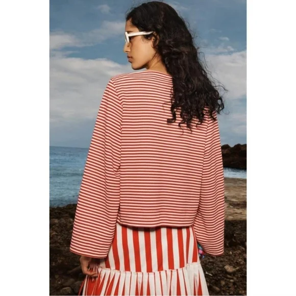 NWT Zara Limited Edition Striped T-Shirt White Red Size Extra Large - Picture 3 of 5